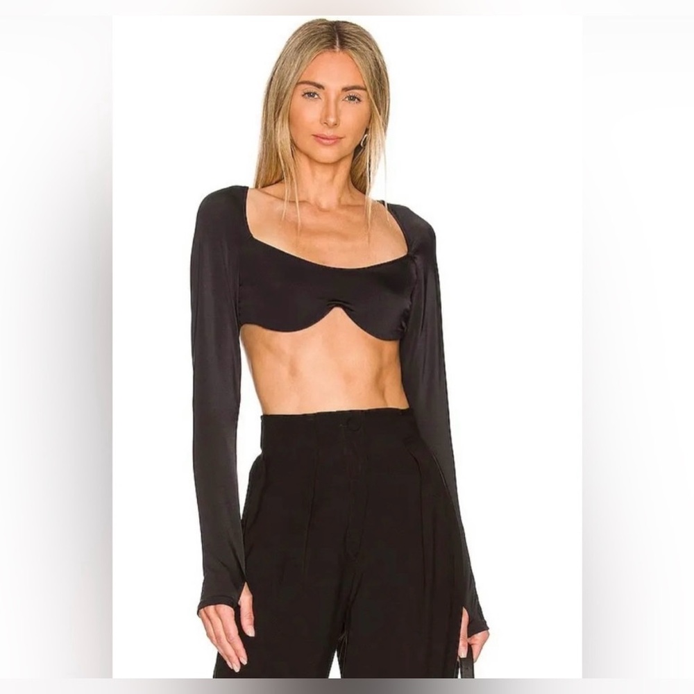 Free People We Are HAH x Revolve Keep it Up Crop Top in Noir Size Medium NWOT